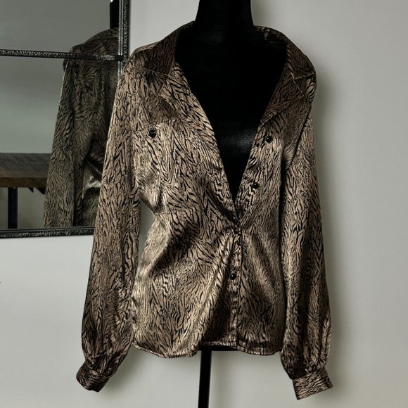 Vintage long sleeve Regina Porter M zebra print black and silver - Picture 6 of 8